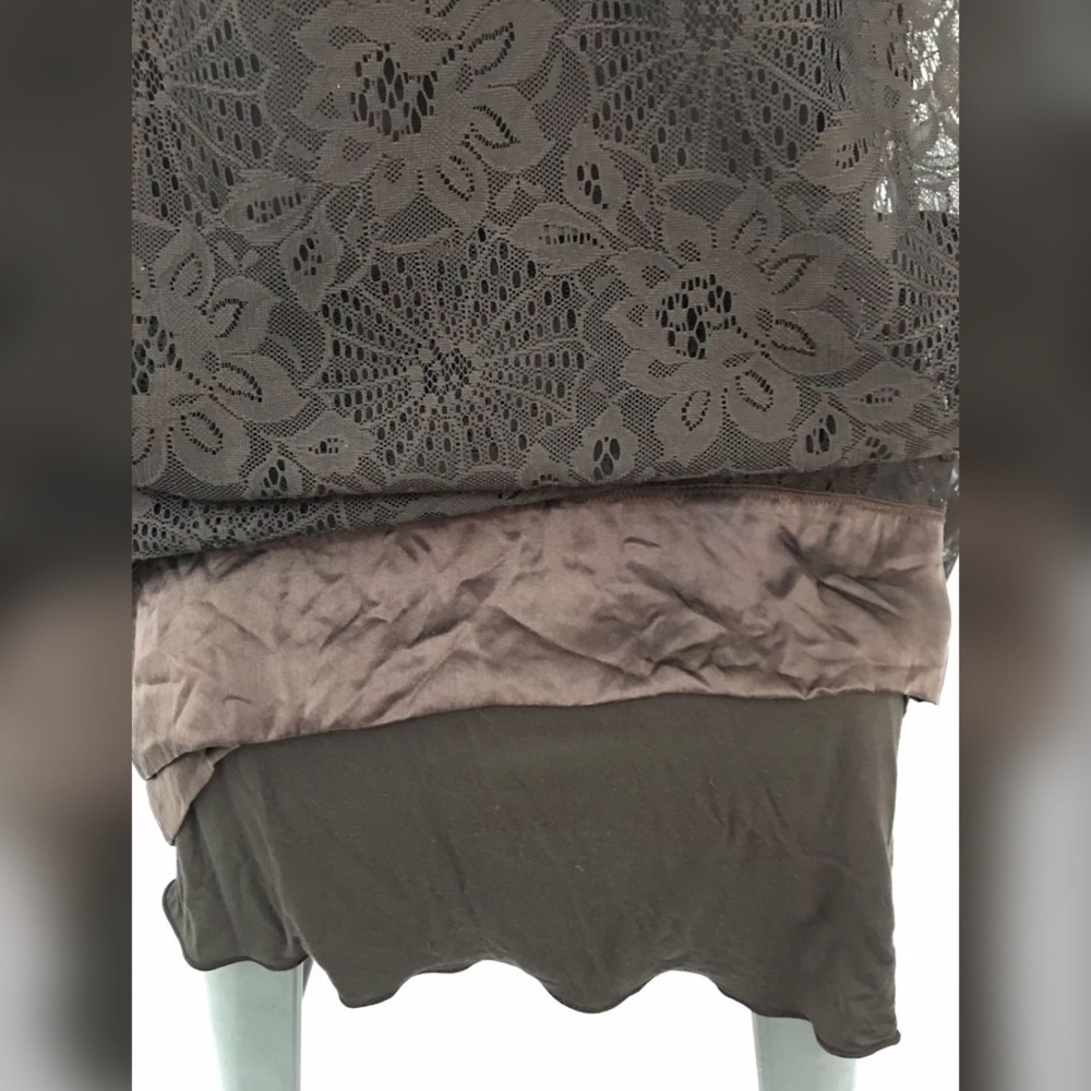 Zara Collection Lace Overlay Dress Brown Size L - Picture 5 of 7